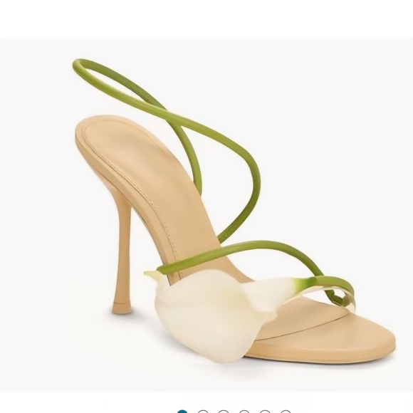 Shoes - Elegant Tan and Green Women's Heels